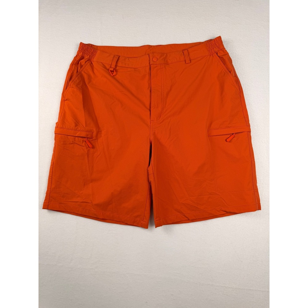 Mens Orange Lightweight Cargo Hiking Shorts Size 38 Quick Dry Outdoor Utility